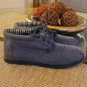 Toms Stylish Blue Denim Canvas boots mid calf shoes Men 11.5